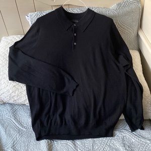 Merino Italian Wool Polo Shirt in Black | Brooks Brothers